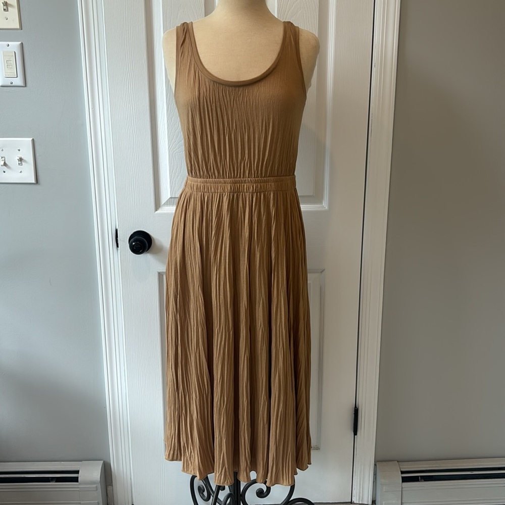 Vince Pleated Scoop Neck Midi Tank Dress Size Medium